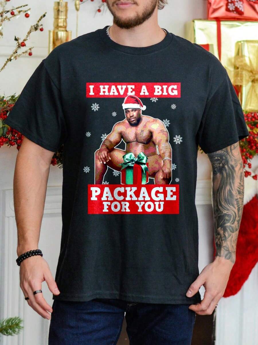 I Have A Big Package For You Barry Sitting Inappropriate Graphic T-Shirt Adult Humor Christmas Joke Sarcastic Funny Meme - 黑色 - 查看 1