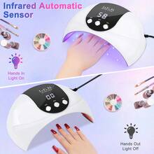 LKE 54W Nail Light, UV LED Light, UV Nail Dryer, Nail Curing Light For Gel Nails With Auto Sensor / 3 Timer Settings, Professional Nail Dryer Gel Polish Curing Light Nail Art Tools (White) - 黑與白 - 查看 3