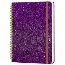 Spiral Journal Notebook For Women, Hardcover A5 College Ruled Notebook, 120 Pages, Thick Paper, Cute Lined Journal For Schoolsss, Office & Work, 6 X 8.4 In(Shiny Purple),ShinyPurple - 閃亮的紫色 - 查看 1