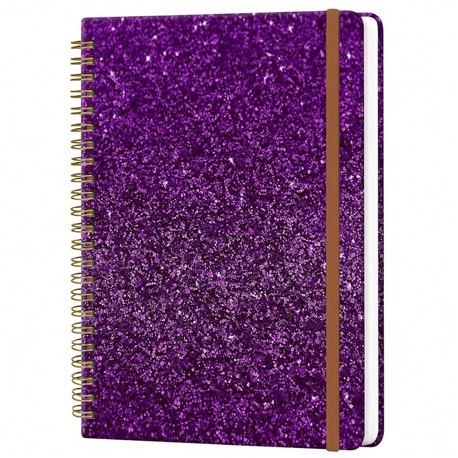 Spiral Journal Notebook For Women, Hardcover A5 College Ruled Notebook, 120 Pages, Thick Paper, Cute Lined Journal For Schoolsss, Office & Work, 6 X 8.4 In(Shiny Purple),ShinyPurple - 閃亮的紫色 - 查看 1