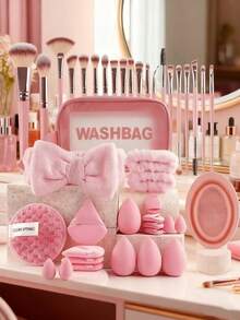 42pcs Multi-Functional Makeup Tool Set With Cosmetic Bag, Includes Various Makeup & Cleansing Tools, Great Gift For Valentine's Day And Thanksgiving - Multicolor - View 5