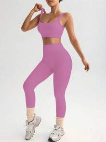 Ribbed Fitness Set - Soft Comfort And Practicality. - Red Violet - View 5