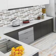 1/18pcs Self-Adhesive Faux Stone Ceramic Tile Stickers, Kitchen Backsplash Wall Decals, Bathroom Wall Stickers, Waterproof & Mildew Resistant, 15cm X 30cm - Multicolor - View 2