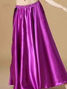 Chân váy maxi khiêu vũ thời trang, chân váy phồng xẻ tà đôi bằng satin dành cho nữ, thích hợp cho múa bụng, flamenco, nhạc rock. - Nhiều màu - Xem 29