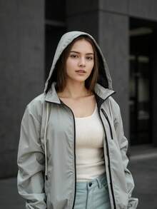 Chaqueta Reflejante Rompe Vientos De Alta Visibilidad - Gris - Ver 2