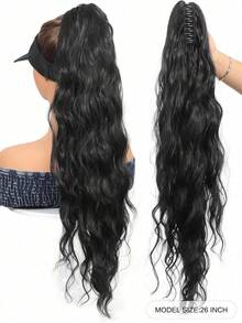 Synthetic 26Inch Long Wavy Claw Clip On Ponytail Hair Extension Blonde Ponytail Extension For Women Pony Tail Hair Hairpiece - Multicolor - View 11