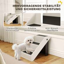 PawHut 3-Step Dog Stairs, 36.5 Inches High, Small Pet Stairs, Foldable For Bed, Sofa, Car, Cream White - 1 - View 5