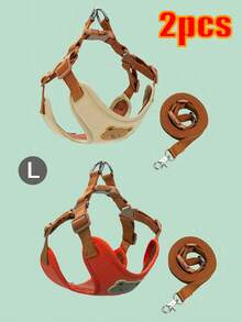 Cute Bear Pet Harness & Leash Set, Dog Vest Harness, Adjustable Breathable Chest Strap, Suitable For Puppies, Kittens And Other Dogs, Includes Harness And Foldable Bowl: Ideal For Feeding And Walking Pets Outdoors