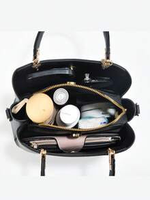 Nuova borsa da donna in pelle PU, borsa a tracolla versatile di alta qualità, borsa di nicchia alla moda, borsa per pendolarismo, borsa capiente, borsa da donna di lusso - nero - Visualizzare 4