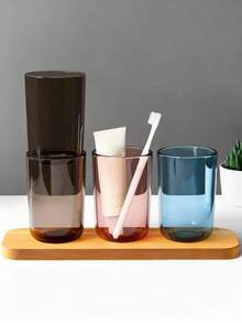 1pc Transparent Gargle Cup, Plastic Bathroom Cup, Reusable Drinking Glass, Elegant Transparent Gargle Cup, Luxury Couple Toothbrush Cup, Suitable For Home And Bathroom Use