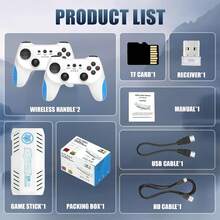 YIYI X10 Pro 2025 New Retro Game Console Game Stick, Built In 50000+ Retro Games 51 Emulator Console,4K HD Output Plug And Play Retro Gaming Stick,Cortex-A55,Plug & Play Video Games For TV 128G 1pc (Blue/White) - Nhiều màu - Xem 11