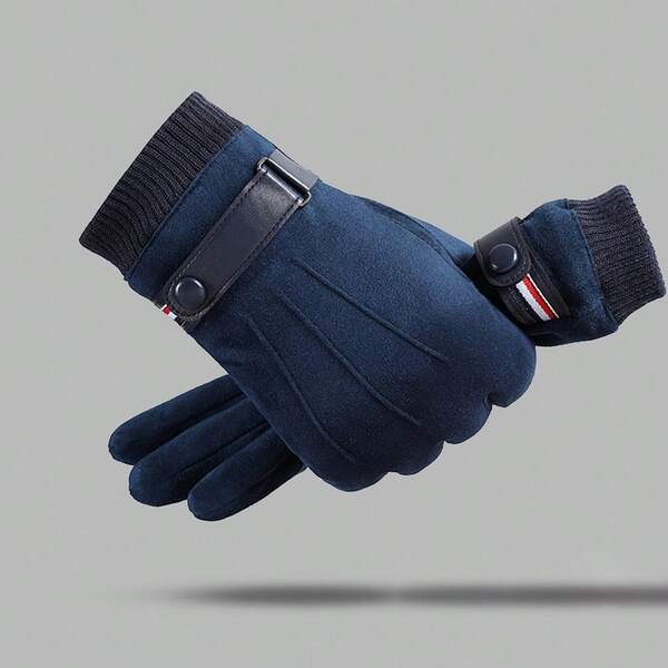 Fahrradhandschuhe, geeignet für Herren als warme Winterhandschuhe für Outdoor-Aktivitäten, Touchscreen-Handschuhe aus Wildleder (Einheitsgröße).