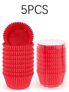 500/200个红色纸质蛋糕衬垫，烘焙蛋糕装饰，适用于婚礼、生日、情人节、圣诞节和家庭聚会 - 紅色 - 查看 8