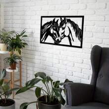 1 Piece Of Metal Horse Wall Art Decoration - Perfect For Home Decoration, Farmhouse Style, A Unique Gift For Horse Enthusiasts - Black - View 3