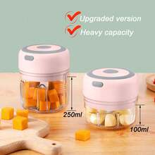 Electric Mini Garlic Chopper, 250ML USB Food Chopper Mincer, Vegetable Onion Portable Small Processor For Garlic, Ginger, Chili, Vegetables Pink-250ML - 粉色 - 查看 2