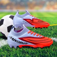 1双成人学生高帮户外足球鞋，专业运动鞋，适合团队比赛，大码防滑AG/FG鞋钉，适用于天然草和软地，皮革足球训练鞋，系带设计，轻便高性能防滑设计，顶级足球鞋 - 紫色 - 查看 4