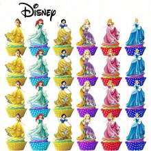 24件套公主主题蛋糕叉和装饰插牌，适合家庭生日派对、聚会、学校蛋糕装饰、圣诞蛋糕装饰 - 彩色 - 查看 4