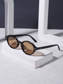 1 Pair Retro Oval Acrylic Fashion Glasses For Men, Suitable For Holidays, Daily Wear, And Gift - Multicolor - View 6