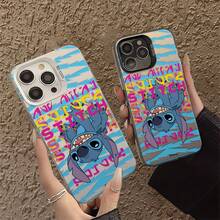 Miniso Disney Lilo & Stitch Graffiti Phone Case, Vibrant Retro Design With Upside-Down Stitch & Bold Typographyfor IPhone 17/17 Pro/17 Pro Max/17 Air/16/15/14/13/12/11/X Series,Iphone 17 Pro Max Case,Iphone 17 Pro Case,Iphone 17 Case,Stocking Stuffers,The Girlfriend,The Chosen,Early Fall Fashion - Pink - View 6