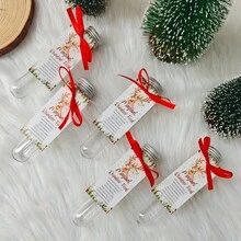 5pcs Magic Reindeer Food Set - Christmas Eve Tradition, Includes 5 Magical Reindeer Food Cards, 1.35 Oz Plastic Tubes, Red Ribbon & Holly Berry Design - Holiday Party Favor, Christmas Decor (No Food Included), Seasonal Celebration, Festive Packaging, Great Gift