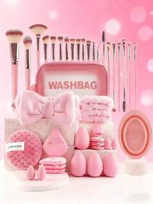 42pcs Multi-Functional Makeup Tool Set With Cosmetic Bag, Includes Various Makeup & Cleansing Tools, Great Gift For Valentine's Day And Thanksgiving - Multicolor - View 6