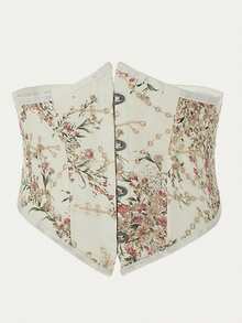 1件涤纶花卉刺绣腰带，波西米亚风可爱花卉束腰带，女士款 - 米色 - 查看 4