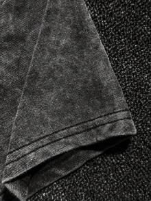 棉质复古“90 年代婴儿”字母印花夏季休闲女式圆领 T 恤 - 黑色 - 查看 6