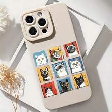 2026 nueva funda de teléfono mate, funda de teléfono con impresión de cuadrícula de retrato de gato para iPhone 17 14 13 12 11 Pro Max y funda de teléfono de la serie  Galaxy S23 S22 S21 S20, regalo de funda de pareja para novio y novia, regalo de San Valentín y cumpleaños - Negro - Ver 6