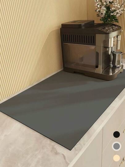 1 pieza Alfombra absorbente de diatomita de unicolor, antideslizante y resistente al desgaste para encimera de cocina, resistente al aceite y a las manchas, fácil de limpiar, adecuada para máquinas de café, secado de platos, almacenamiento de vajilla, bares y restaurantes, alfombra antideslizante para mascotas