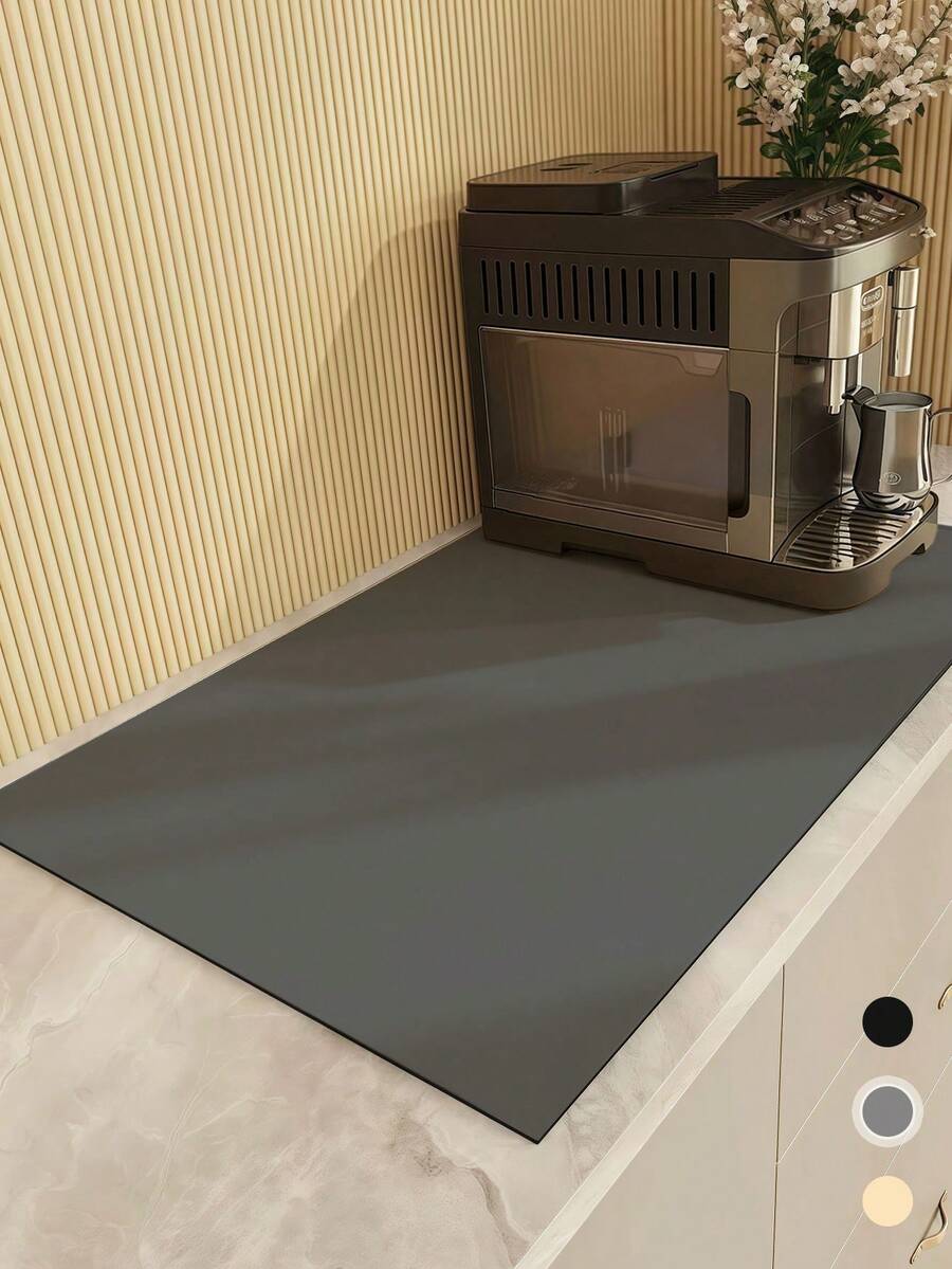 1pc Solid Color Diatomite Absorbent Mat, Non-Slip & Wear-Resistant Kitchen Counter Mat, Oil & Stain Resistant, Easy To Clean, Suitable For Coffee Machines, Dish Drying, Tableware Storage, Bars & Restaurants, Pet Anti-Slip Mat