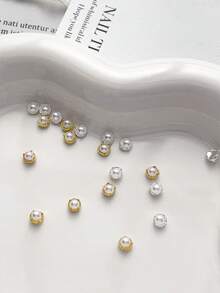 10 chiếc charm móng tay hình hoa ngọc trai giả 3D màu vàng và bạc, phụ kiện làm móng cao cấp cho ngày Valentine, phù hợp cho nhiều mục đích trang trí móng tay DIY. - Nhiều màu - Xem 6