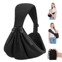 Infant Carrier, Suitable For Newborn To Toddler, One Shoulder Adjustable, Lightweight & Soft Breathable Fabric, Shoulder Support, Fits 6-40 Lbs Babies, Easy To Carry - Black - View 10