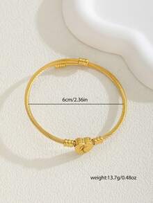1pc Exquisite And Simple Gold Stainless Steel Heart With Letter Decoration Open Bracelet Children'S Jewelry Accessories Party Gifts Family And Friends Dress Up Accessories