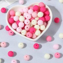 60pcs 12mm Silicone Beads For Keychain Making Mix Color Round Beads For DIY Crafts And Jewelry Making Crafts(Pink) - Multicolor - View 3