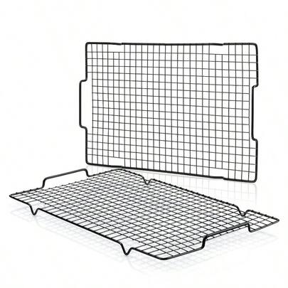 2 Paquetes de Rejilla de Enfriamiento - 16" X 10" Rejilla de Horneado Antiadherente con Mango que se Ajusta a la Bandeja Mitad de Hoja Rejillas de Enfriamiento de Galletas para Hornear y Cocinar Rejillas de Ahumador de Alambre para Parrilla de Horno