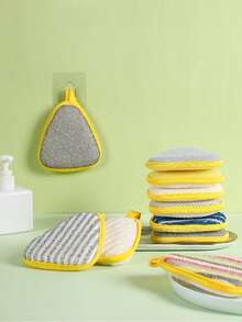 3pcs/Set Dishwashing Sponge Scrubber, Easy To Clean, Non-Stick, Random Color - Multicolor - View 3