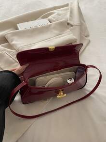 Women's Retro Faux Leather Flap Decor Underarm Shoulder Bag, Suitable For Dates, Outings, Parties And Other Occasions - Red - View 9