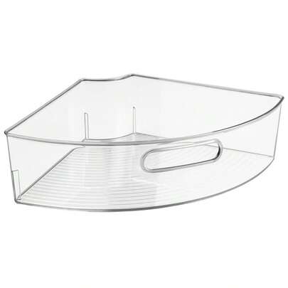 1-Pack Clear Plastic 1/4 Wedge Bins For Corner Lazy Susan, Kitchen Cabinet Organizer With Non-Slip Base