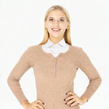 Detachable Dickey Collar Blouse For Women, Fake Half Shirts Faux False Collar For Girls Favors - Round Collar, White - View 5