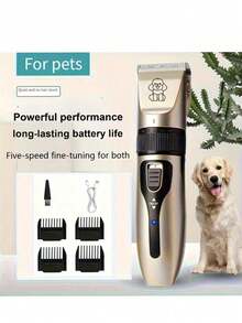 Adjustable Professional Pet Hair Trimmer | USB Rechargeable, Quiet Pet Grooming Tool With 4 Detachable Combs (1.5-4mm) And Cleaning Brush - Ergonomic Lithium-Polymer Battery Hair Clipper Suitable For All Breeds - Multicolor - View 3