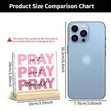 1件粉色亚克力“祈祷”摆件 - 基督教桌面摆件，带有圣经经文，宗教礼物，适合女性，生日和圣诞节家居办公室装饰 - 西瓜粉 - 查看 8