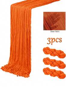 3 piezas Cheesecloth naranja Camino de mesa 35 X 118 pulgadas (Aprox. 90 X 300 cm) Tela de cheesecloth transparente Caminos de mesa, a granel para boda, fiesta, baby shower, decoración de ducha nupcial - Naranja - Ver 1