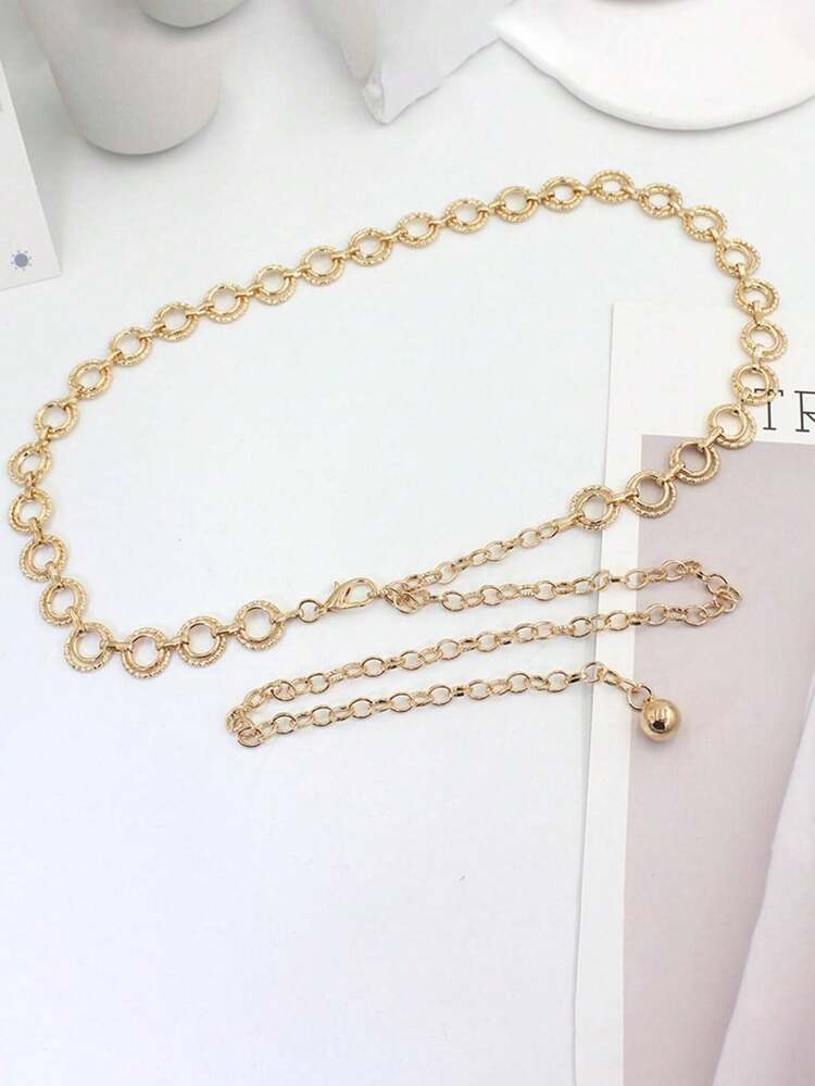 1pc Women Minimalist Fashion Chain Belt, For Decoration Party Halloween Summer, School Fall, Autumn, Halloween - Vàng - Xem 3