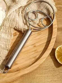 Stainless Steel Handheld Dough Mixer Dual Hole Quick Mixing, With Scraping Blade. For Baking, Whisking, Egg Beating, Batter Mixing Manual, Uncharged. Heavy Duty, Fits Restaurants Bakeries Home, Essential Sourdough Bread Making Tool. - Multicolor - View 4