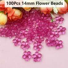 100Pcs 14mm Multicolor Spacer Loose Beads With Hole Flower Shape Handmade Material - 100 hạt cánh hoa 14mm - Xem 18