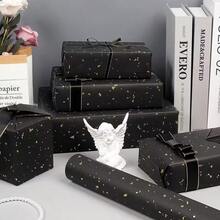 1 pieza Papel de regalo premium con un patrón de cielo estrellado hecho de película dorada. Perfecto para bodas, San Valentín, envoltura de regalos de cumpleaños, y también para hacer sus propios ramos. Disponible en rojo, azul y negro. - 1 pieza - Ver 14