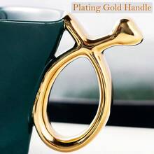 160ml Ceramic Coffee Cup And Saucer Set With Spoon Heart Shaped Special Tea Cups Green - 綠色 - 查看 9