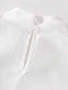 Women's Long Sleeve Blouse With Detachable Oversized Bow, French Puff Sleeves, Stand Collar, Office/Casual Wear, Suitable For Work, Daily, New Year And Various Occasions - White - View 5