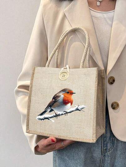 This Winter Wren Branch Pattern Tote Bag Is Convenient And Practical, With Versatile Uses. It Is An Ideal Choice For Shopping, Gift Bags, Or Special Occasions Such As Weddings, Birthdays, Beach Vacations, Halloween, Christmas, Winter, And Holidays. It Also Makes A Perfect Gift For Women, Teachers, Friends, Bridesmaids, Students, And Back-To-School Presents.