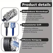 1支长柄超细纤维轮胎清洁刷，适用于洗车用品，毛绒轮毂刷，保护车身表面不留划痕，深度清洁轮毂，符合人体工程学手柄，适用于轿车、卡车、摩托车，有助于清洁车辆细节，耐用塑料手柄，柔软刷毛。